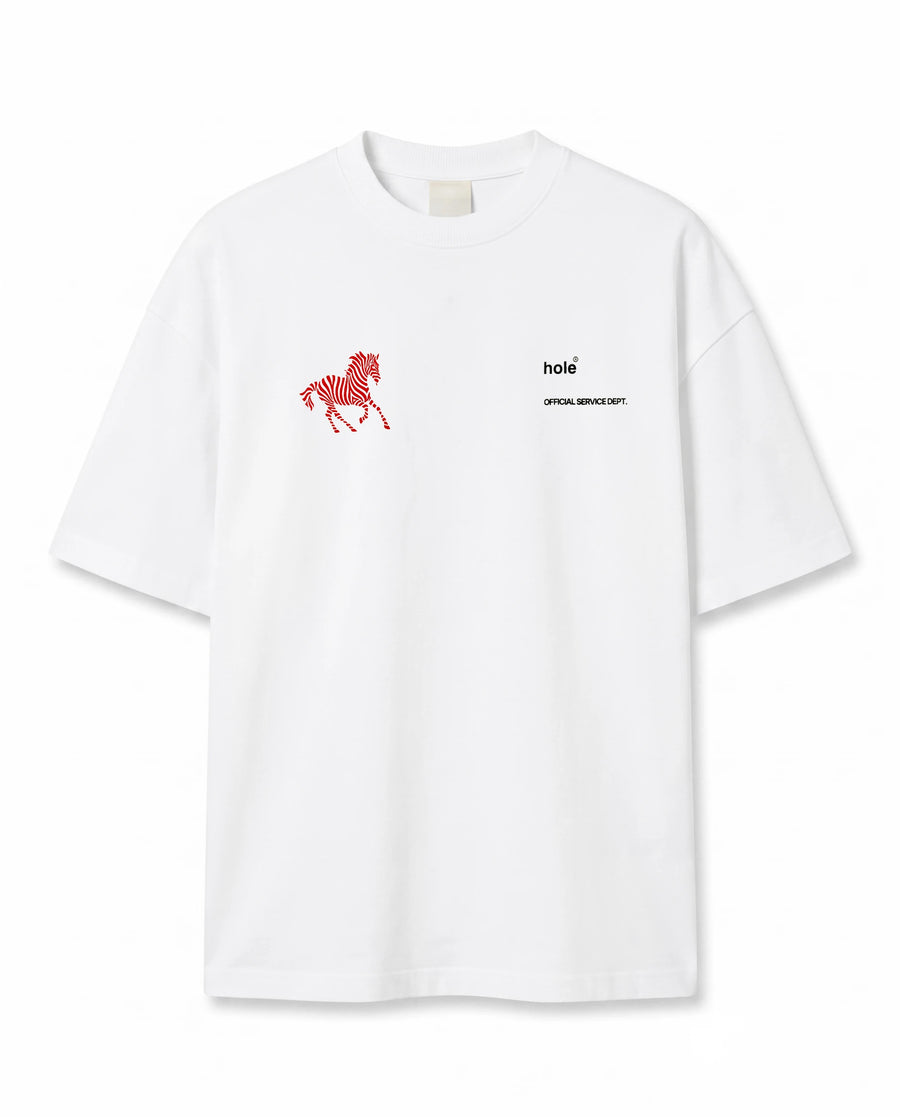 Zebra Logo Baskılı Ekru Oversize T-Shirt