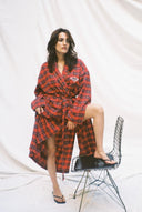 Kırmızı Ekose Unisex Kimono