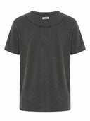Yıkama Eskitme Bisiklet Yaka Patlı Kaşkorse T-Shirt