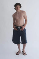 Mavi Fırçalı Penye Relaxed Fit Şort