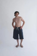Mavi Fırçalı Penye Relaxed Fit Şort