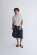 Mavi Fırçalı Penye Relaxed Fit Şort
