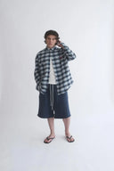 Mavi Fırçalı Penye Relaxed Fit Şort