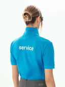 Service Polo Yaka Baskı Detay Mavi T-Shirt