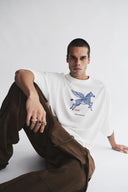 Pegasus Zebra Grafik Baskılı Beyaz Oversize T-Shirt