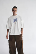 Pegasus Zebra Grafik Baskılı Beyaz Oversize T-Shirt
