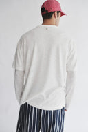 Ekru Çift Kollu Relaxed Fit Triko T-Shirt