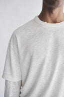 Ekru Çift Kollu Relaxed Fit Triko T-Shirt