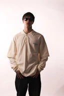 Ekru Polo Yaka Çift Kol T-Shirt