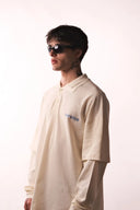 Ekru Polo Yaka Çift Kol T-Shirt