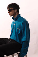 Mavi Polo Yaka Çift Kol T-Shirt