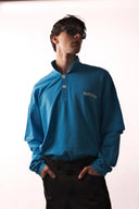 Mavi Polo Yaka Çift Kol T-Shirt