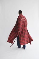 Kırmızı Ekose Unisex Kimono