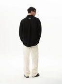 Siyah Keten Oversize Gömlek