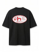 Hole Service Personnel Baskılı Siyah Oversize T-Shirt