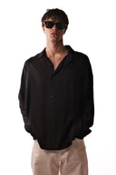 Belmondo Kumaş Oversize Siyah Gömlek