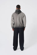 Hole Washed Tam Fermuarlı Hoodie