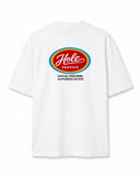 Retro Logo Baskılı Ekru Oversize T-Shirt