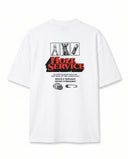 Kolaj Baskılı Ekru Oversize T-Shirt