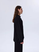 Belmondo Kumaş Oversize Siyah Gömlek