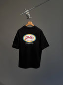 Retro Logo Baskılı Siyah Oversize T-Shirt