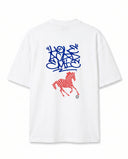 Zebra Graffiti Baskılı Ekru Oversize T-Shirt