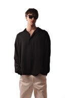 Belmondo Kumaş Oversize Siyah Gömlek