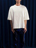 Flamlı Oversize Ekru T-Shirt
