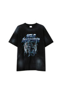 Hole Kurt Baskılı Püskürtme Detay T-Shirt