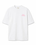 Pembe Graffiti Baskılı Ekru Oversize T-Shirt