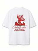 Hole Service Satellite Baskılı Oversize T-Shirt