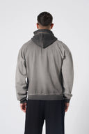 Hole Washed Tam Fermuarlı Hoodie