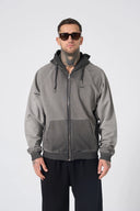 Hole Washed Tam Fermuarlı Hoodie