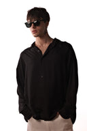 Belmondo Kumaş Oversize Siyah Gömlek