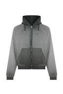 Hole Washed Tam Fermuarlı Hoodie
