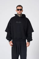 Hole Baskı Detay Çift Kat Hoodie