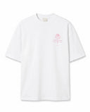 Pembe Gül Baskılı Ekru Oversize T-Shirt
