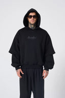Hole Baskı Detay Çift Kat Hoodie