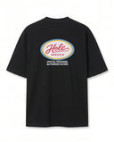 Retro Logo Baskılı Siyah Oversize T-Shirt