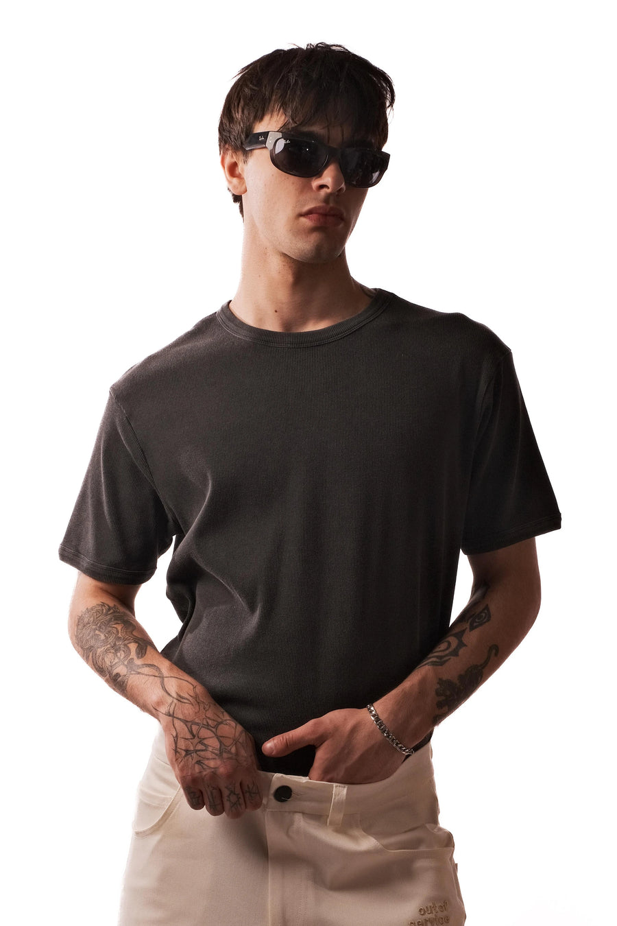 Yıkama Eskitme Kaşkorse Basic T-Shirt