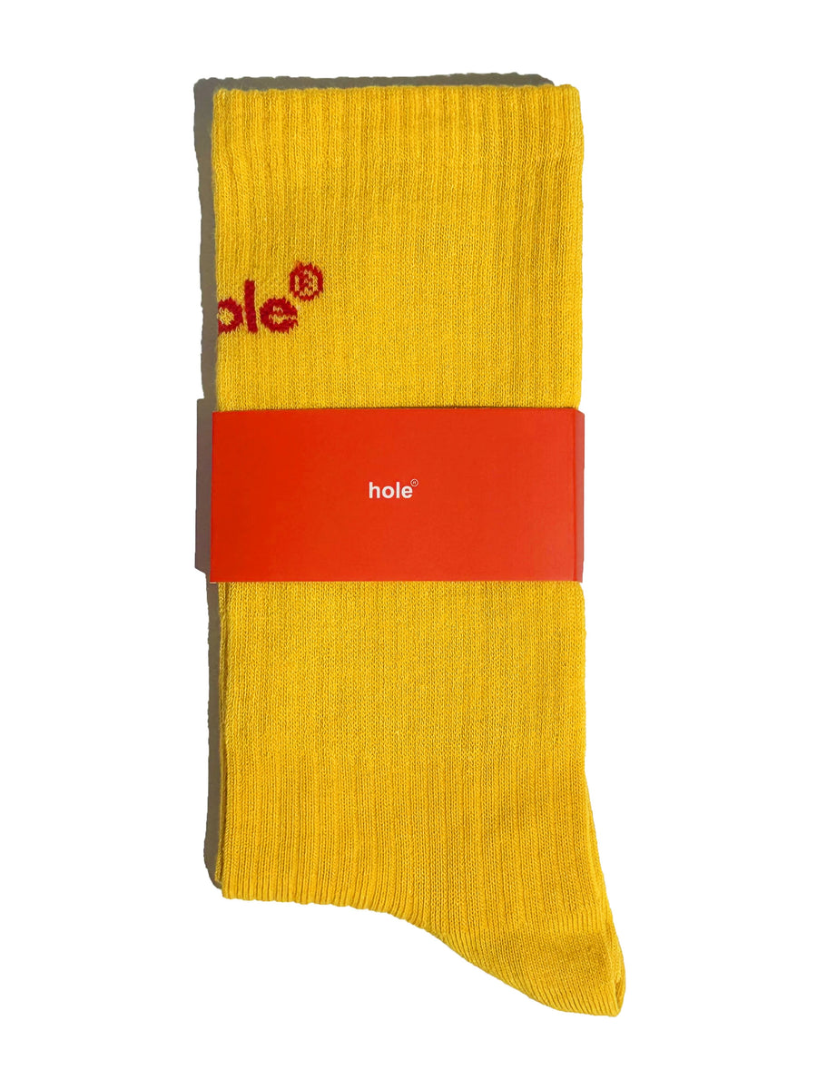Hole Logo Baskı Sarı Çorap