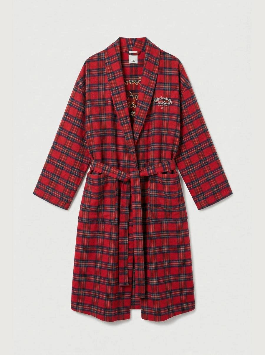 Kırmızı Ekose Unisex Kimono